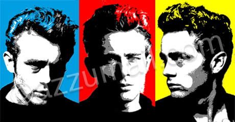 hollywood-james-dean-death-mito-idolo-baudelaire-bello-sexy-dannato-macchina-car-uomo-portrait-ritratto-dal-vero-trittico-pop-art-popart-quadro-moderno-dipinto-a-mano-arredamento-contemporaneo-cool-trendy-tela-nuova-idea-regalo-originale-vip