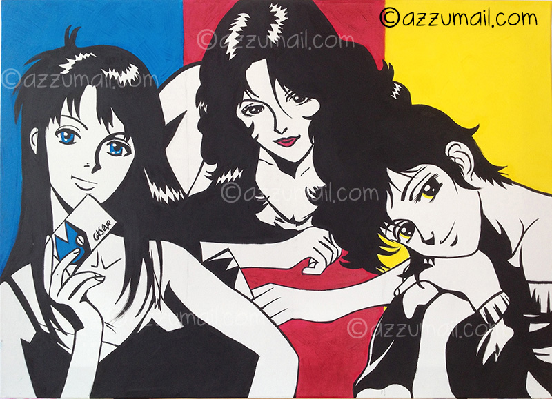 occhi-di-gatto-cats-eye-catseye-quadro-pop-art-popart-dipinto-a-mano-mito-anni-80-fumetti-cartoni-cartoon-sexy-sister-sorelle-patto-belle-idea-regalo-originale-opera-arte-artista-azzumail